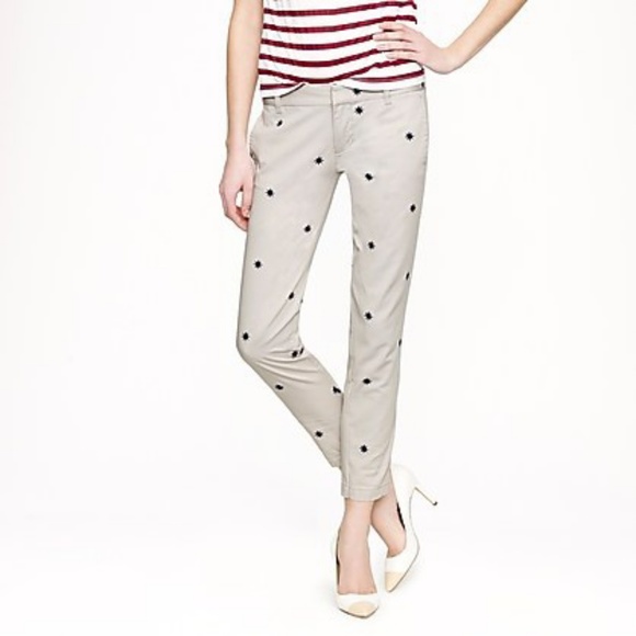 J. Crew Pants - J. Crew • Scout Embroidered Tan Crop Pants